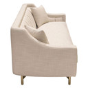 Croft Fabric Sofa in Sand Linen Fabric Gold Metal Frame