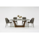 Babia Smoked Glass & Walnut Extendable Dining Table