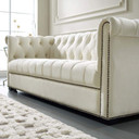 Heritage Upholstered Velvet Sofa, Ivory