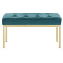 Loft Medium Gold Leg Velvet Bench, Teal