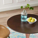 Pedestal Design 28" Round Cherry Walnut Wood Dining Table, Rose Gold Base