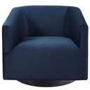 Modern Swivel Accent Lounge Chair, Midnight Blue Velvet