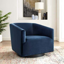 Modern Swivel Accent Lounge Chair, Midnight Blue Velvet