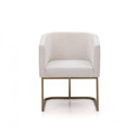 Concord Dining Chair, White Fabric, Antique Brass