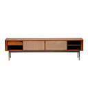 Maxwell 71" Media Stand in Brown with Natural Wicker