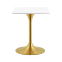 Pedestal Design 24” Square Wood Top Dining Table Gold, White