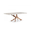 Branching Modern White Marble & Rose Gold Dining Table