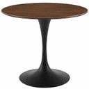 Pedestal Design 36” Round Walnut Dining Table, Black