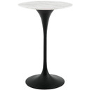 Pedestal Design 28” Artificial Marble Bar Table, Black White