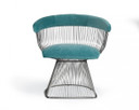 Platner Dining Chair Brushed Silver, Teal Velvet