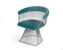 Platner Dining Chair Brushed Silver, Teal Velvet