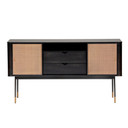 Maxwell 59" Sideboard in Black with Natural Wicker