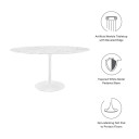Pedestal Design 60" Oval White Artificial Marble Dining Table