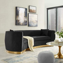 Bronson Curved Velvet Sofa, Black
