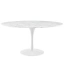 Pedestal Design 60” Round Artificial Marble Dining Table