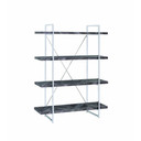 Katia 4 Shelf Bookcase With X Back Support, Grey and Silver