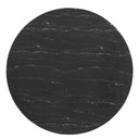 Pedestal Design 60” Round Black Artificial Marble Dining Table, Black Base