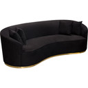 Raven Curved Sofa in Black Suede Velvet and Brushed Gold