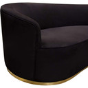 Raven Curved Sofa in Black Suede Velvet and Brushed Gold