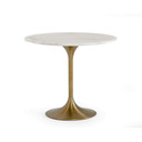 Calloway White Marble and Gold Pedestal Dining Table