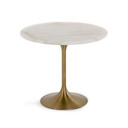 Calloway White Marble and Gold Pedestal Dining Table