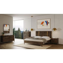 Oaks Mid Century Queen Size Bed, Dark Brown