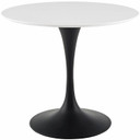 Pedestal Design 36" Round Wood Top Dining Table, Black White