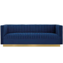 Savoy Velvet Glam Sofa, Navy Blue