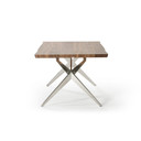 Startak Walnut Dining Table, Stainless Steel Legs