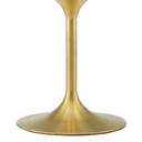 Pedestal Design 36" Round Black Artificial Marble Dining Table, Brushed Gold