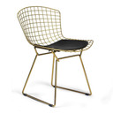 Wire Side Chair, Brass, Black Leather