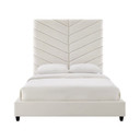 Javan Cream Velvet Bed in Queen