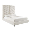 Javan Cream Velvet Bed in Queen