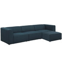 Mingle 4 Piece Upholstered Fabric Sectional Sofa Set, Blue