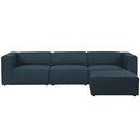 Mingle 4 Piece Upholstered Fabric Sectional Sofa Set, Blue