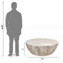 Mango Distressed White Wood Drum Coffee Table