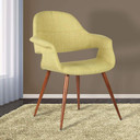 Phoebe Mid-Century Dining Chair in Walnut Finish and Green Fabric