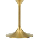 Pedestal Design 28” Round Black Artificial Marble Dining Table, Brushed Gold