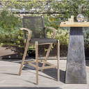 Brielle 30" Outdoor Light Eucalyptus Wood and Charcoal Rope Bar Stool