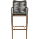 Brielle 30" Outdoor Light Eucalyptus Wood and Charcoal Rope Bar Stool
