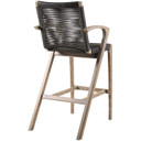 Brielle 30" Outdoor Light Eucalyptus Wood and Charcoal Rope Bar Stool