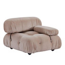 Bellini Modular Sofa, Left Armrest Chair, Beige Velvet