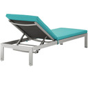 Shore Outdoor Patio Aluminum Chaise With Cushions, Turquoise