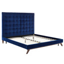 Eden Navy Velvet Bed in King Size