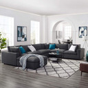 Crux Down Filled Overstuffed 7 Piece Sectional Sofa, Gray