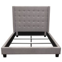 Madison Ave Tufted Wing Queen Bed in Light Grey Button Tufted Fabric