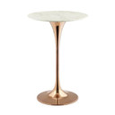Pedestal Design 28” Artificial Marble Bar Table Rose Gold, White