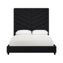 Javan Black Velvet Bed in King