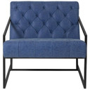 Elliot Leather Tufted Lounge Chair, Retro Blue
