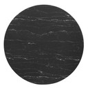 Pedestal Design 47" Round Black Artificial Marble Dining Table, Rose Gold Base 1